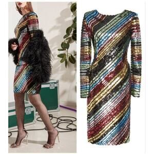 Alcoolique Peyton Tubolar Sequin Dress IT42 US 6